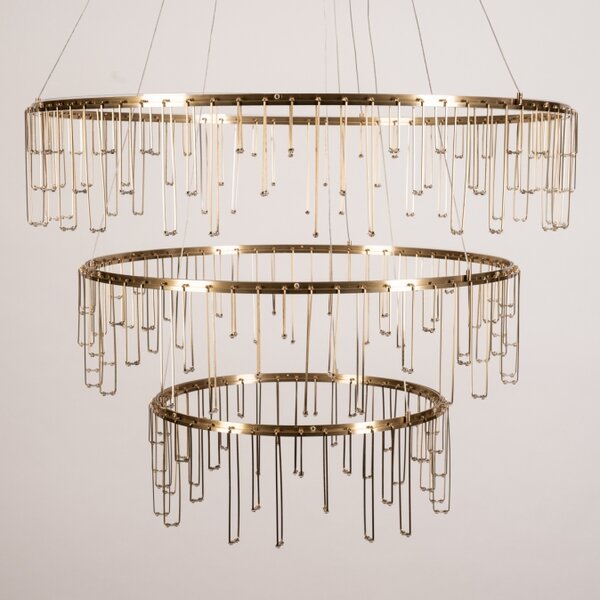 Závěsný LED lustr do obýváku Trinity Gold Platinum 80 (LMD)
