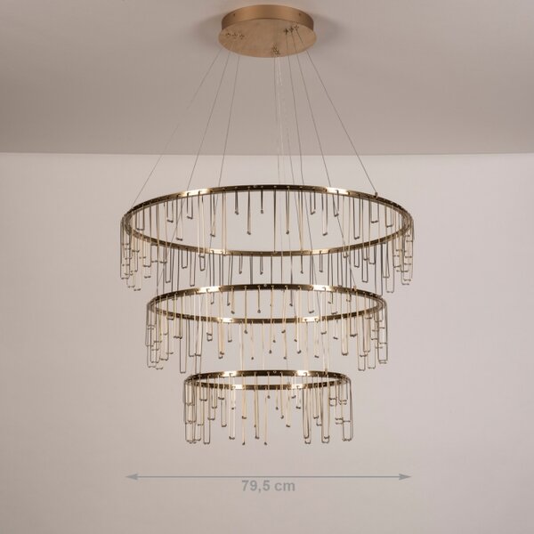 Závěsný LED lustr do obýváku Trinity Gold Platinum 80 (LMD)
