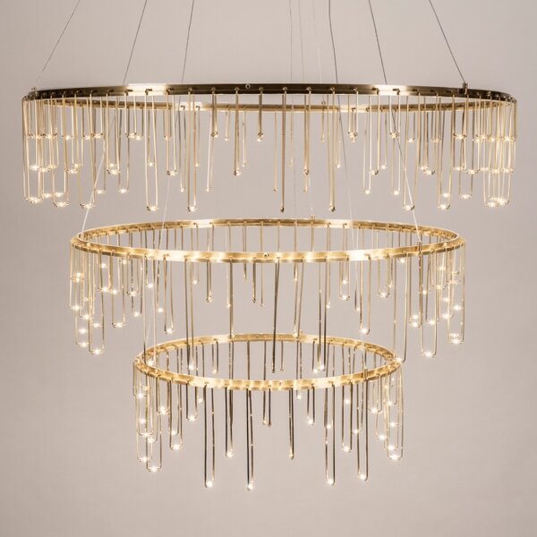 Závěsný LED lustr do obýváku Trinity Gold Platinum 80 (LMD)
