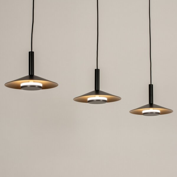 Závěsné LED svítidlo nad jídelní stůl Simeon Black and Gold Linea (LMD)