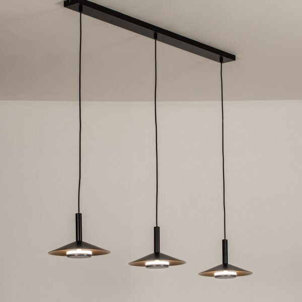 Závěsné LED svítidlo nad jídelní stůl Simeon Black and Gold Linea (LMD)