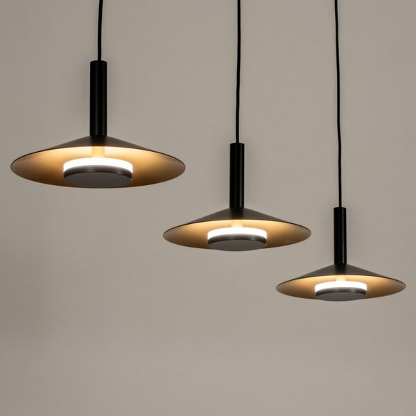 Závěsné LED svítidlo nad jídelní stůl Simeon Black and Gold Linea (LMD)
