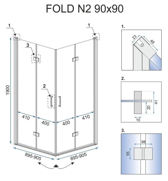 Skladací sprchový kout REA FOLD N2