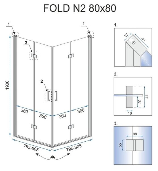 Skladací sprchový kout REA FOLD N2