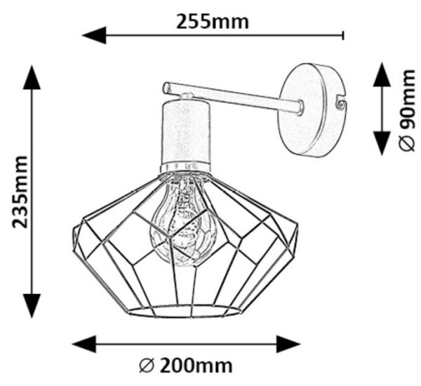 Rabalux 71064 - Nástěnné svítidlo FRAN 1xE27/40W/230V pr. 20 cm černá