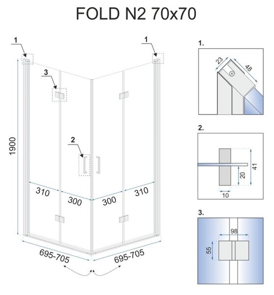 Skladací sprchový kout REA FOLD N2