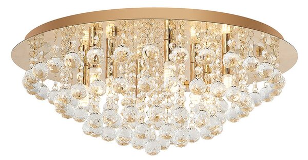 Stropní Lampa Lindby, Gillion, stmívatelné, Zlatá / mosazná, Obývací pokoj, Křišťál, Moderní