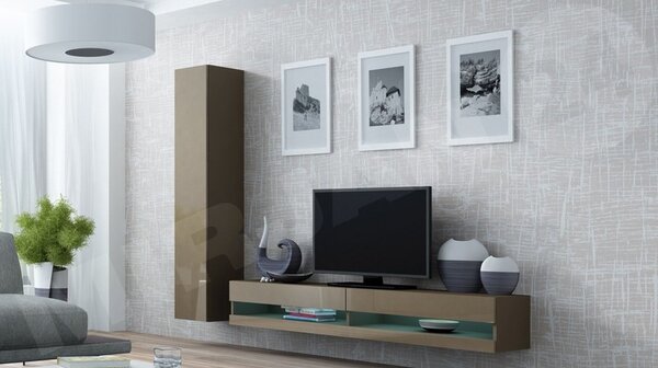 Obývací stěna Zigo New IX, Osvětlení: bez osvětlení, Barva: černý / černý lesk 5902928694956