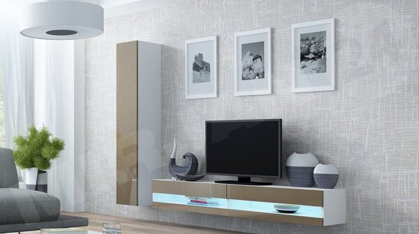 Obývací stěna Zigo New IX, Osvětlení: bez osvětlení, Barva: černý / černý lesk 5902928694956