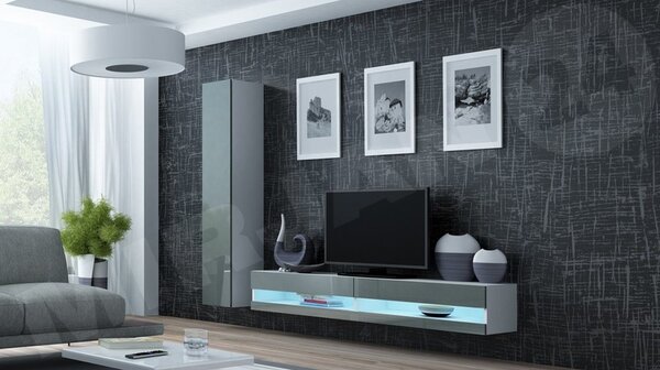 Obývací stěna Zigo New IX, Osvětlení: bez osvětlení, Barva: černý / černý lesk 5902928694956