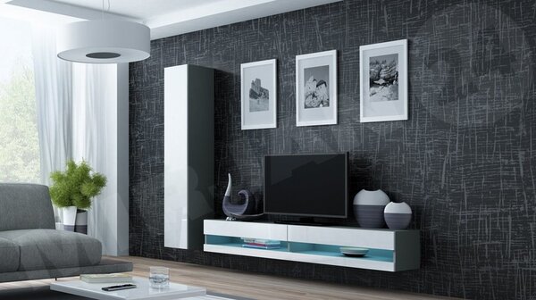Obývací stěna Zigo New IX, Osvětlení: bez osvětlení, Barva: černý / černý lesk 5902928694956