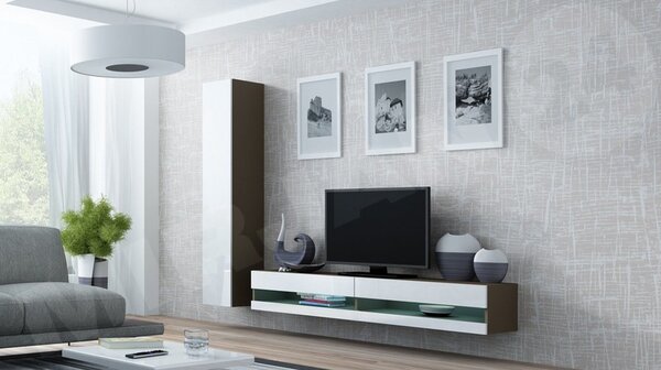 Obývací stěna Zigo New IX, Osvětlení: bez osvětlení, Barva: černý / černý lesk 5902928694956