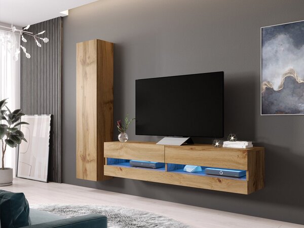 Obývací stěna Zigo New IX, Osvětlení: bez osvětlení, Barva: černý / černý lesk 5902928694956