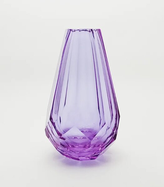 Sklárna Častolovice - Váza ručně broušená - Purple glitter