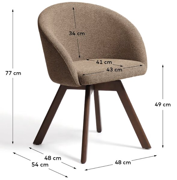 Kave Home Hnědá otočná jídelní židle Marvin