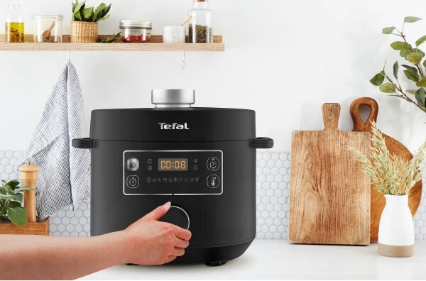 Tefal - Multifunkční elektrický hrnec TURBO CUISINE 4,8 l 1090W/230V černá