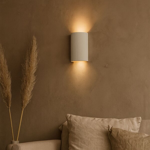 Skandinávská nástěnná lampa béžová půlkruhová 2-světla - Plaster