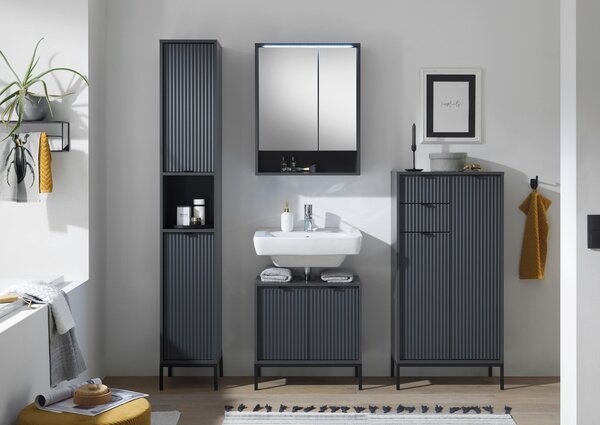 ZRCADLOVÁ SKŘÍŇKA, šedá, šedá, 60/75/20 cm MID.YOU - Koupelnové série, Online Only