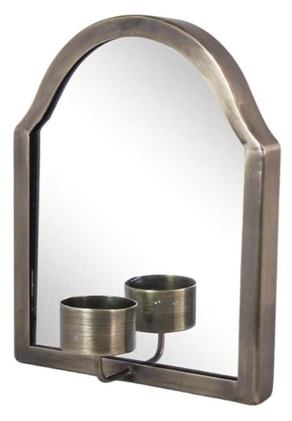 Nástěnné zrcadlo se svícnem Antique Brass 20 cm