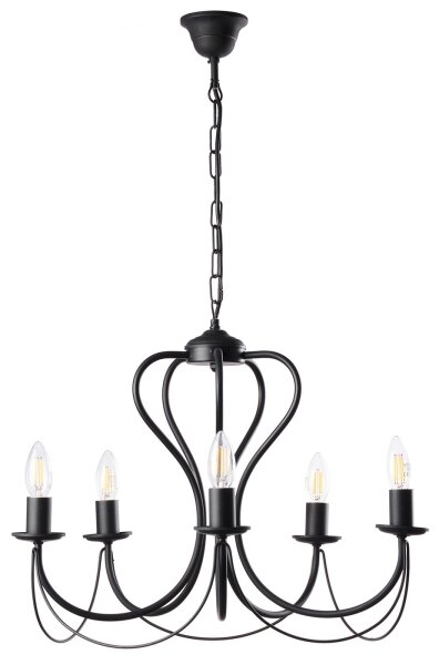 ONLI - Lustr na řetězu CANDELA 5xE14/6W/230V černá