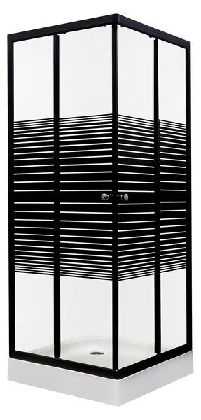 Novoterm Čtvercový sprchový kout NV-Pico STR 90x90 černá/transparent + vanička