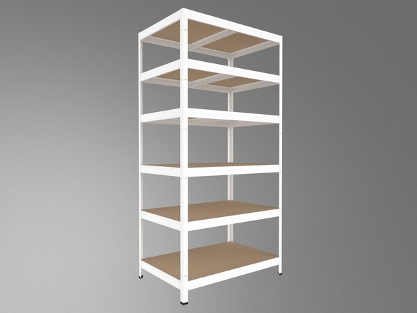 Regál na šanony Biedrax 45 x 75 x 210 cm, bílý, 6 polic MDF, nosnost 200 kg na polici
