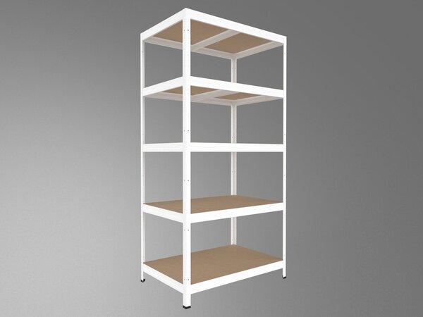 Regál na šanony Biedrax 35 x 60 x 180 cm, bílý, 5 polic MDF, nosnost 200 kg na polici