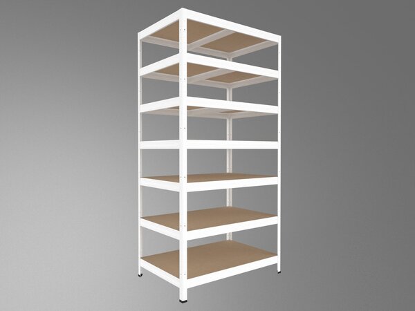 Bezšroubový regál Biedrax 35 x 60 x 210 cm, bílý, 7 polic MDF, nosnost 200 kg na polici