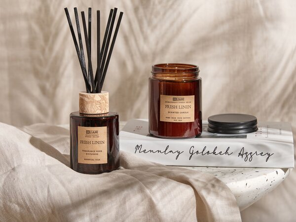 Vonná svíčka s aroma difuzérem DARK ELEGANCE 9 cm Hnědá