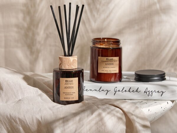 Vonná svíčka s aroma difuzérem DARK ELEGANCE 9 cm Hnědá