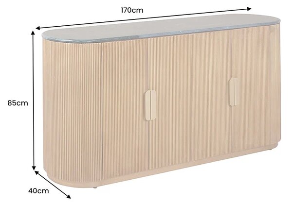 Massive home | Komoda VENEZIANO 170 CM zelený mramor masiv mango