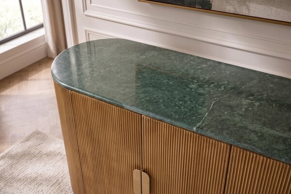 Massive home | Komoda VENEZIANO 170 CM zelený mramor masiv mango