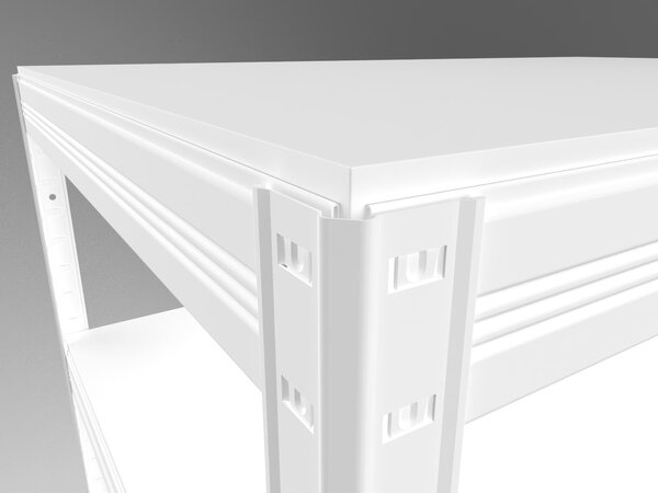 Regál do garáže Biedrax 35 x 120 x 210 cm, bílý, 6 polic bílé lamino 12mm, nosnost 200 kg na polici