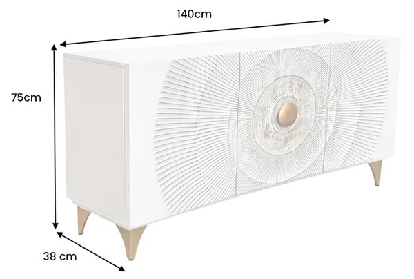 Massive home | Komoda GOLDEN SUNSET 140 CM bílá masiv mango