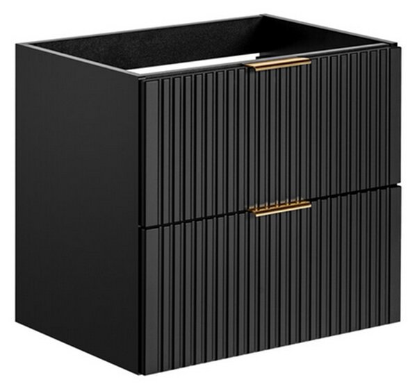 Koupelnová skříňka ADEL BLACK 80 cm s deskou a regálem Dub Wotan