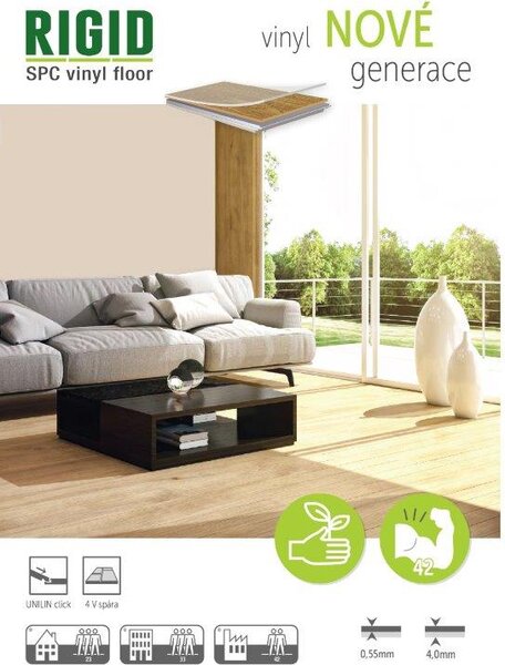 Rigid Vinyl Floor click Dub medový 8108 2,235 m2
