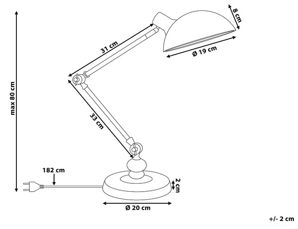 Stolní lampa MERAMEC Nastavitelná Kov Černá