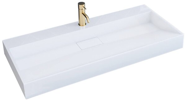 Deskové umyvadlo z konglomerátu REA GOYA 100x46 cm, bílé