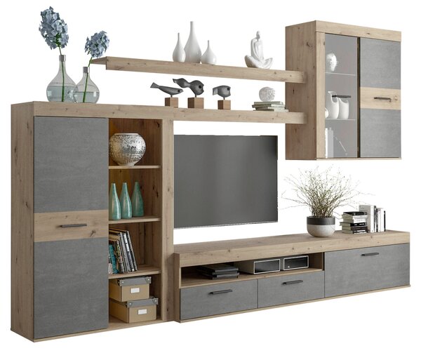 OBÝVACÍ STĚNA dub artisan Carryhome - Kompletní obývací stěny