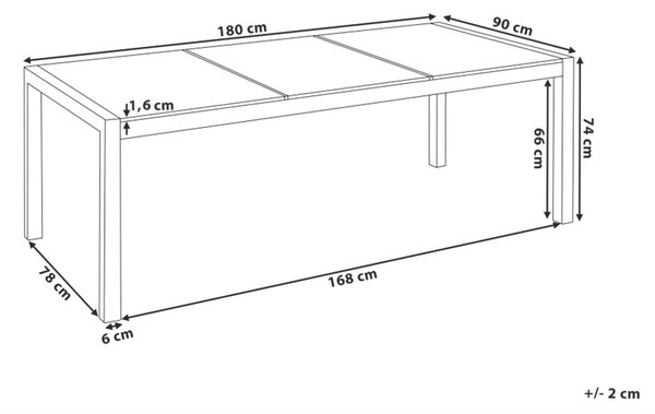 Zahradní jídelní stůl GROSSETO 180 cm 90 cm Flambovaná Granit Grafitově šedá