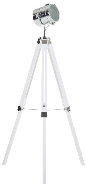 Stojací lampa ALZETTE Borovicové dřevo Bílá