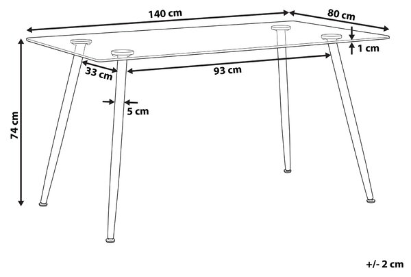Jídelní stůl MIDLAND Černá 140 cm 80 cm Bezpečnostní sklo
