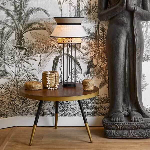 Stolní lampa MARKET SET, Singapour DBL, Béžová, Obývací pokoj, Tkanina / Textil, Design