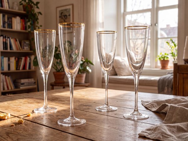 Sada 4 sklenic na šampaňské TOPAZ 250 ml Průhledná