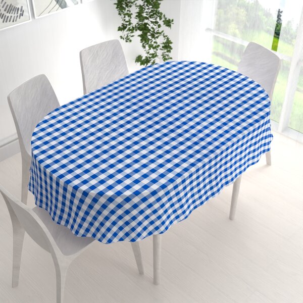 Biante Teflonový oválný ubrus TF-070 Modro-bílá kostka 50x100 cm