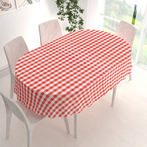 Biante Teflonový oválný ubrus TF-071 Červeno-bílá kostka 50x100 cm