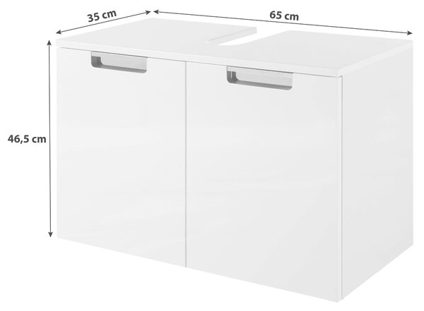 SKŘÍŇKA POD UMYVADLO, barvy dubu, bílá, 65,0/46,5/35,0 cm Voleo - Koupelnové série