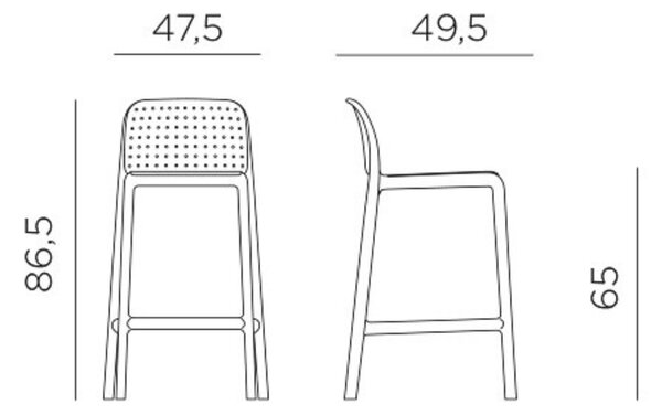 Nardi Šedo hnědá plastová barová židle Lido Mini 65 cm