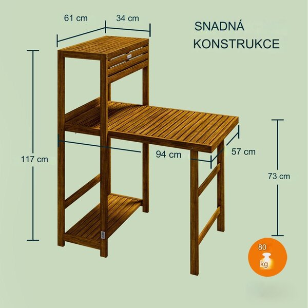 Deuba Dřevěná skládací souprava - akát