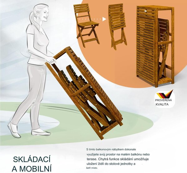 Deuba Dřevěná skládací souprava - akát